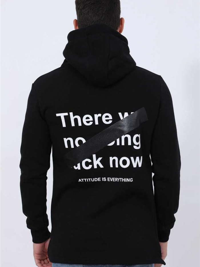 Φούτερ με κουκούλα Attitude και τύπωμα πίσω