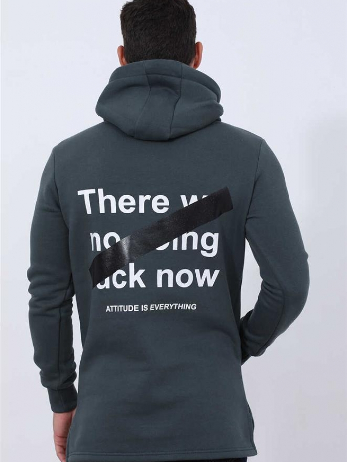 Φούτερ με κουκούλα Attitude και τύπωμα πίσω