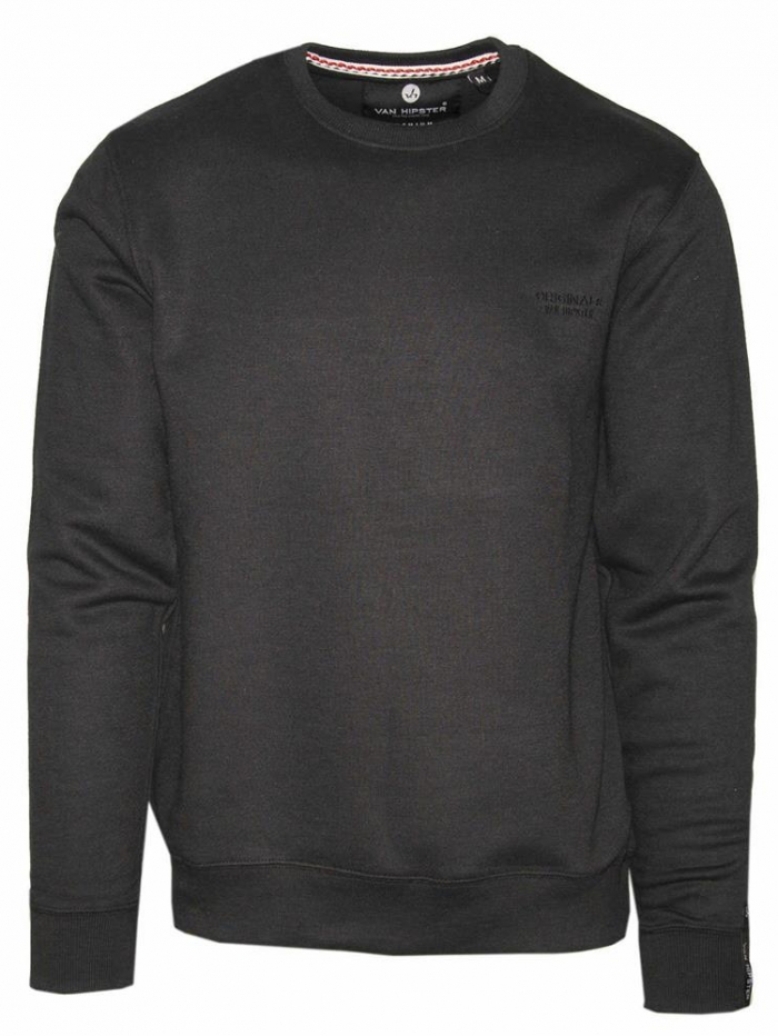 Μπλούζα φούτερ σε λαιμόκοψη, μονόχρωμη Van Hipster.