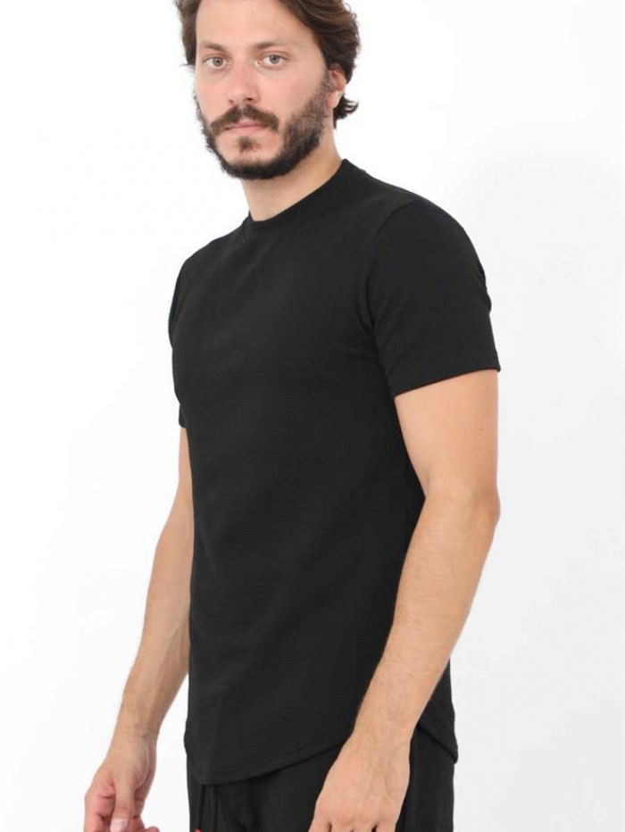 Μπλούζα κοντομάνικη με γκοφρέ πλέξη Attitude.