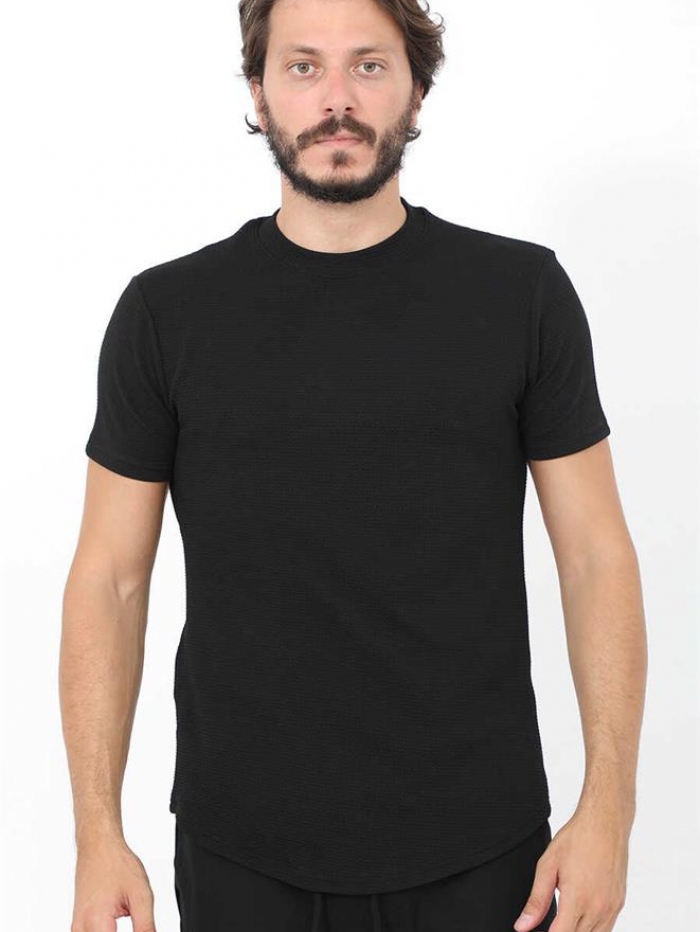 Μπλούζα κοντομάνικη με γκοφρέ πλέξη Attitude.