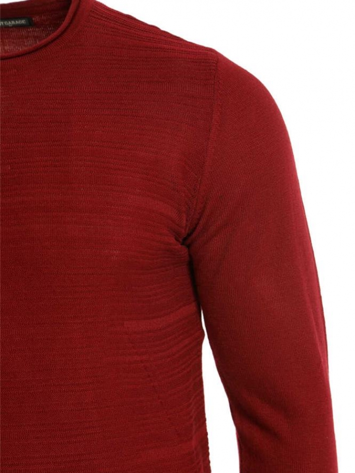 Μπλούζα πλεκτή με ρίγα σε λαιμόκοψη