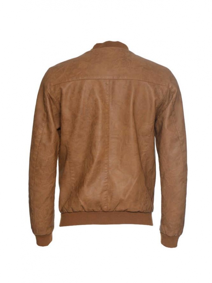 Μπουφάν δερματινή, flight bomber με κεντρικό φερμουάρ