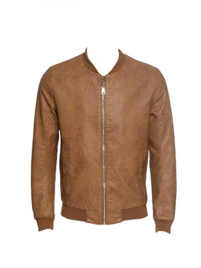 Μπουφάν δερματινή, flight bomber με κεντρικό φερμουάρ