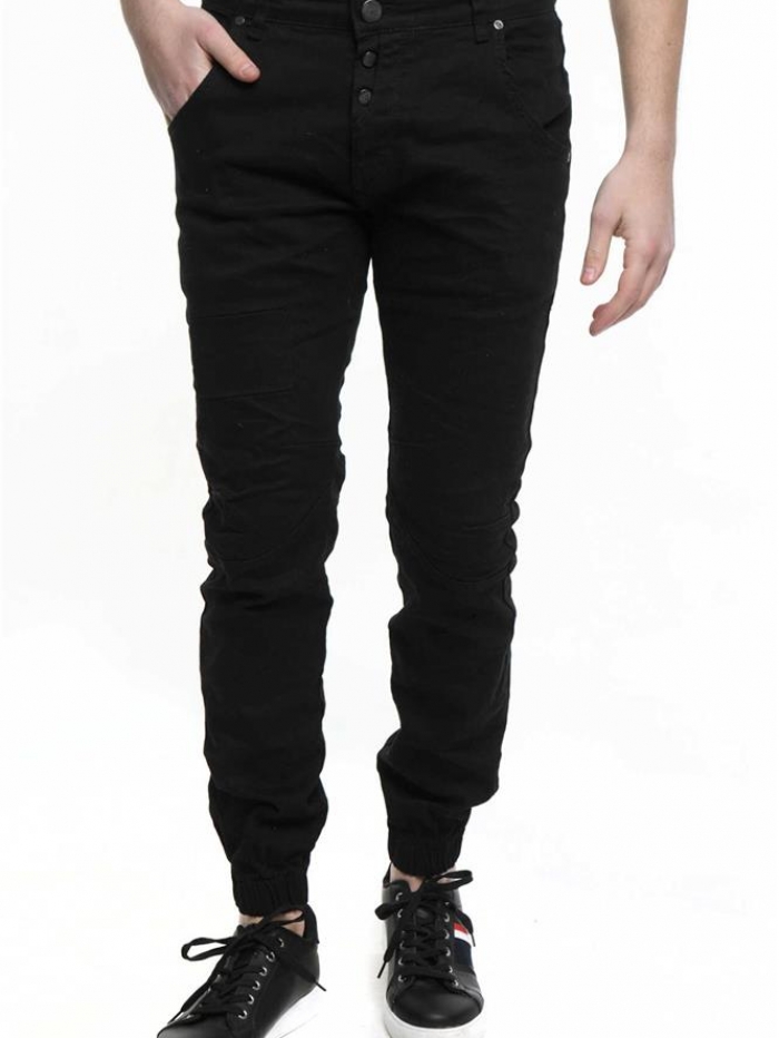 Παντελόνι Jean μαύρο με φθορές και λάστιχο