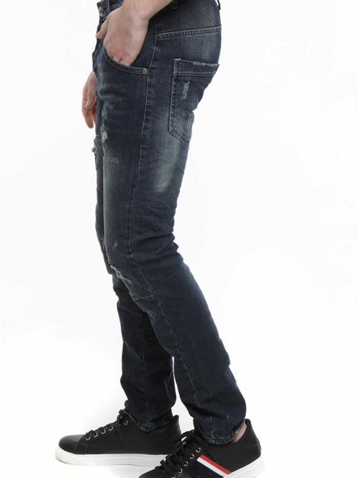 Παντελόνι Jean μπλε με φθορές και ξεβάμματα