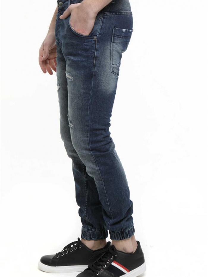 Παντελόνι Jean μπλε με φθορές και λάστιχο