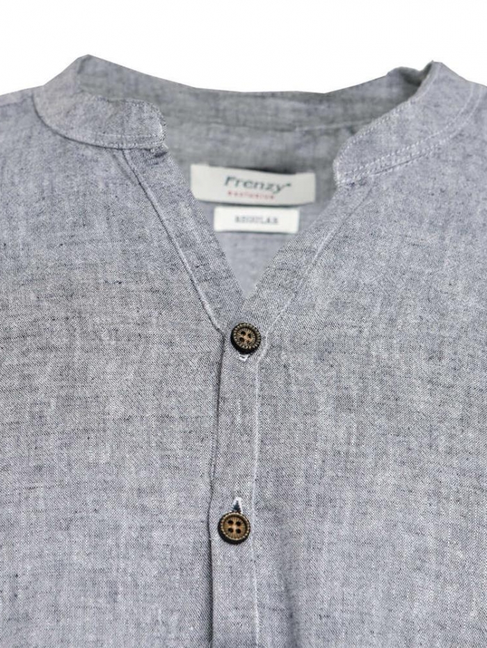 Πουκαμίσα λινή με mao γιακά regular fit