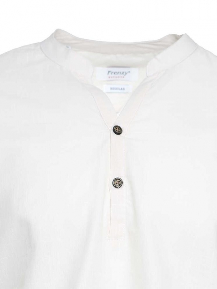 Πουκαμίσα λινή με mao γιακά regular fit