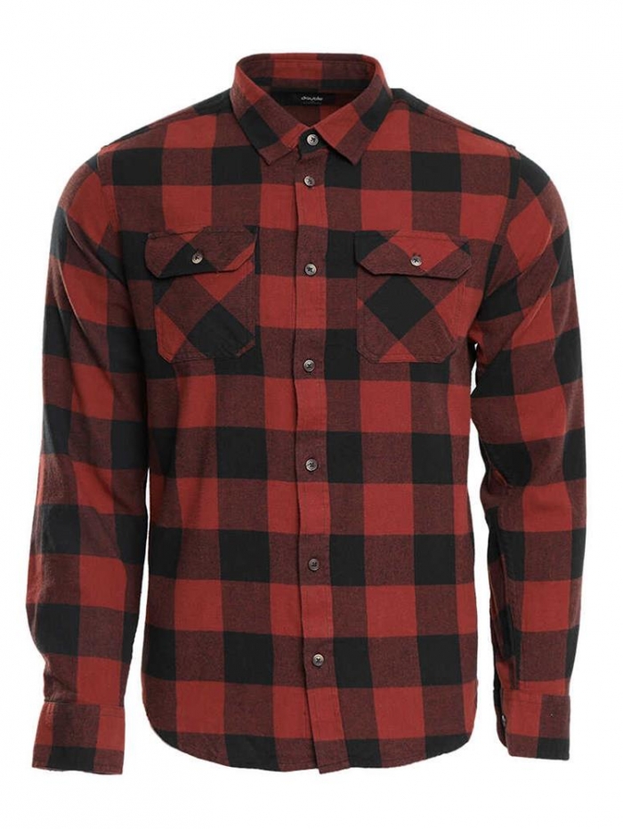 Πουκάμισο φανέλα καρό σε regular γραμμή Double.