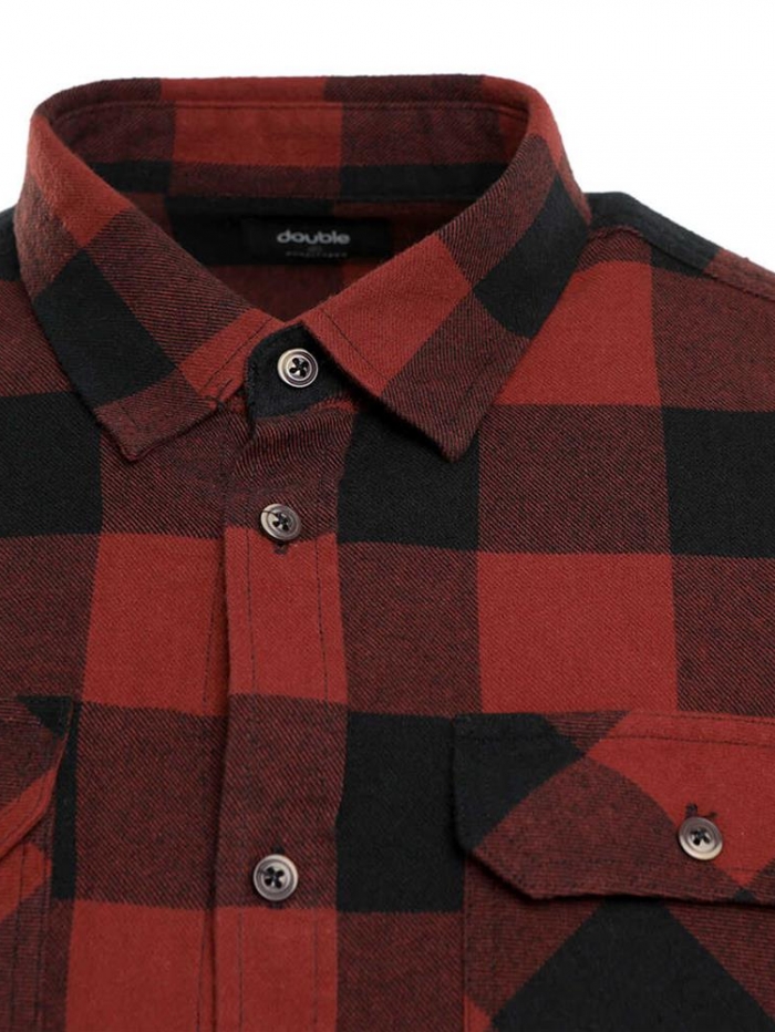 Πουκάμισο φανέλα καρό σε regular γραμμή Double.