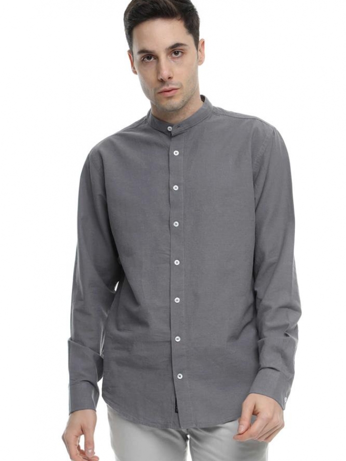 Πουκάμισο λινό με mao γιακά Double