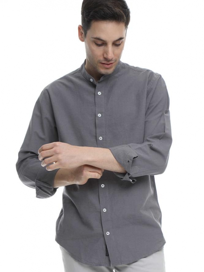 Πουκάμισο λινό με mao γιακά Double