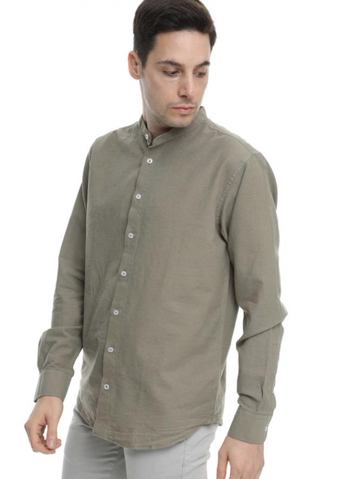 Πουκάμισο λινό με mao γιακά Double