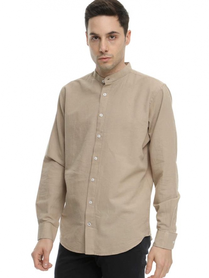 Πουκάμισο λινό με mao γιακά Double