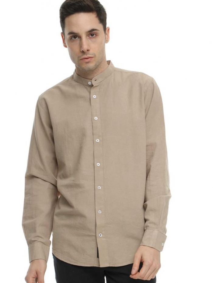 Πουκάμισο λινό με mao γιακά Double