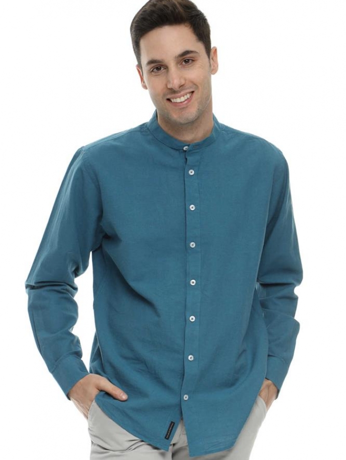 Πουκάμισο λινό με mao γιακά Double