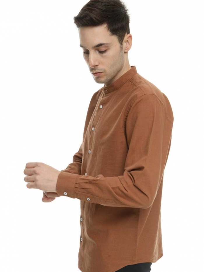 Πουκάμισο λινό με mao γιακά Double