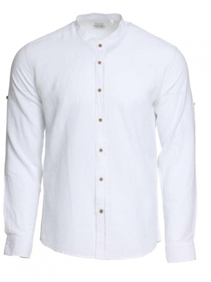 Πουκάμισο λινό με mao γιακά regular fit