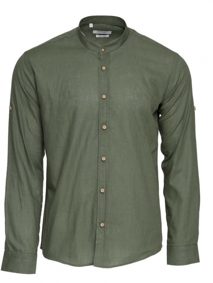 Πουκάμισο λινό με mao γιακά regular fit