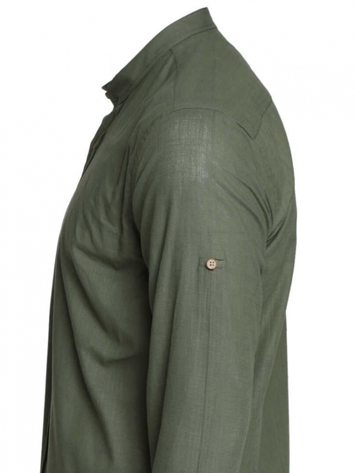 Πουκάμισο λινό με mao γιακά regular fit