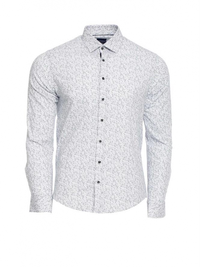 Πουκάμισο μακρυμάνικο με μικροσχέδια, slim fit.