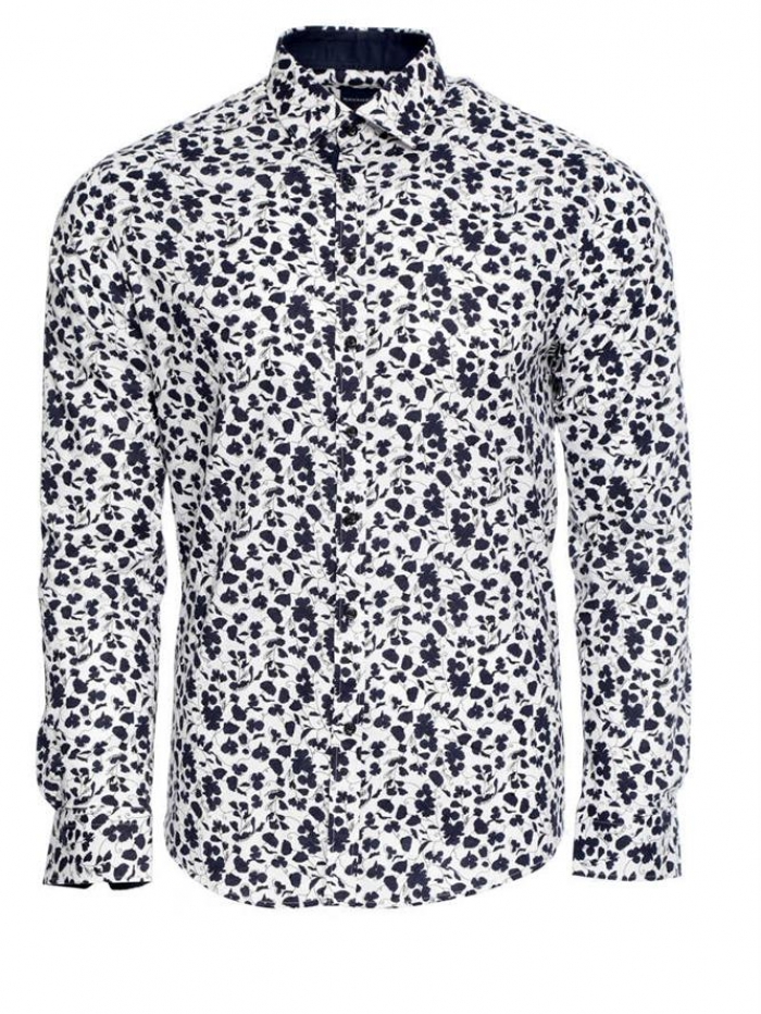 Πουκάμισο μακρυμάνικο με μικροσχέδια, slim fit.