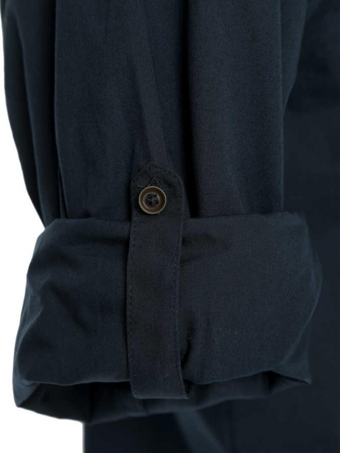 Πουκάμισο μακρυμάνικο, μονόχρωμο με παπαδίστικο γιακά, slim fit Double.