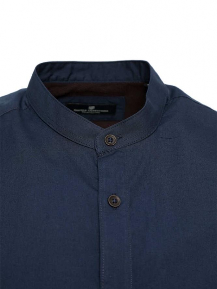 Πουκάμισο μακρυμάνικο, μονόχρωμο με παπαδίστικο γιακά, slim fit Double.