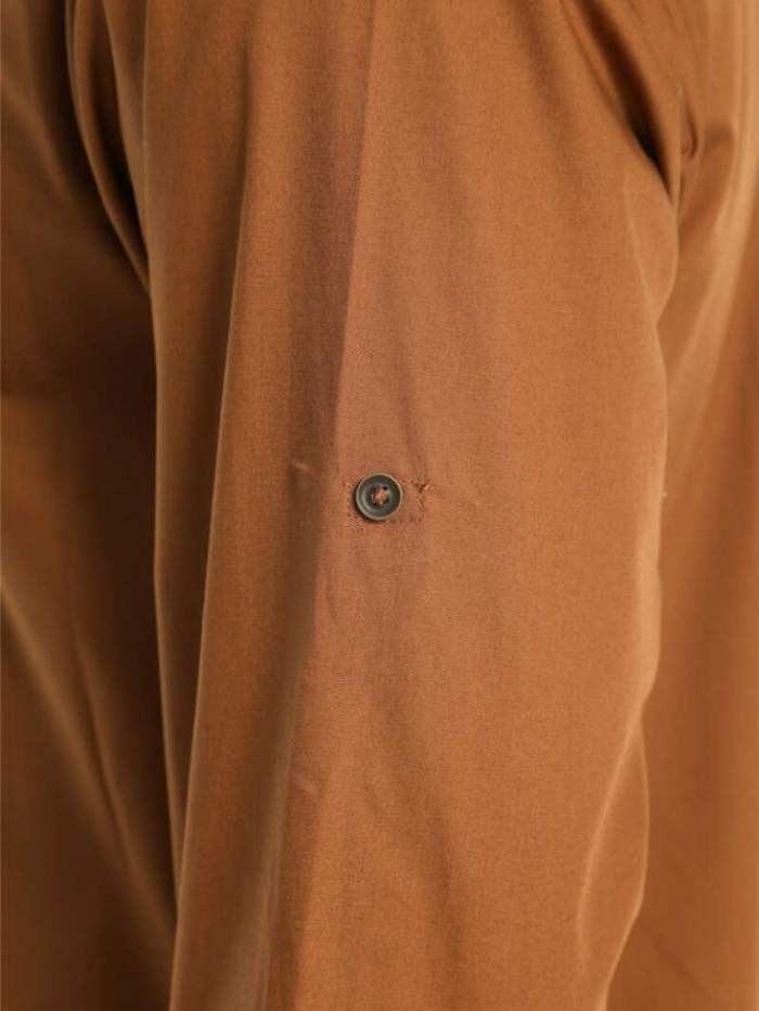 Πουκάμισο μακρυμάνικο, μονόχρωμο με παπαδίστικο γιακά, slim fit Double.