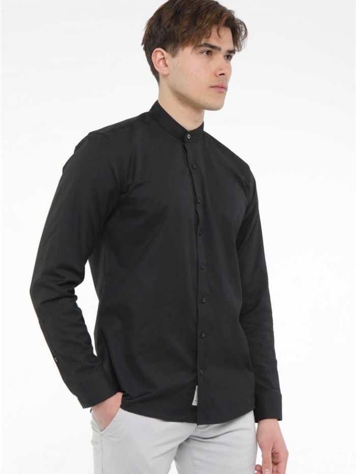 Πουκάμισο oxford με μάο γιακά, slim fit.