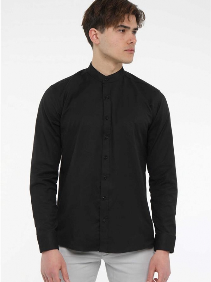 Πουκάμισο oxford με μάο γιακά, slim fit.