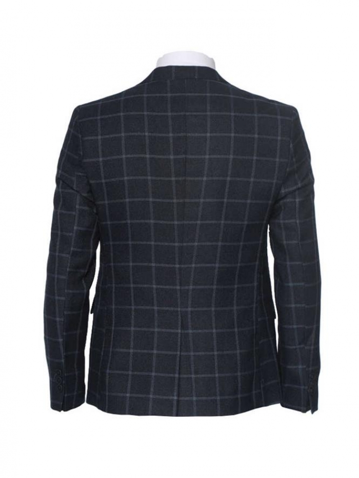Σακάκι, regular fit καρό μπλε