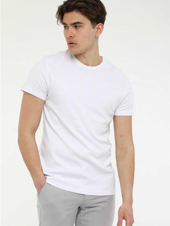 T-shirt σε ύφασμα ριπ.