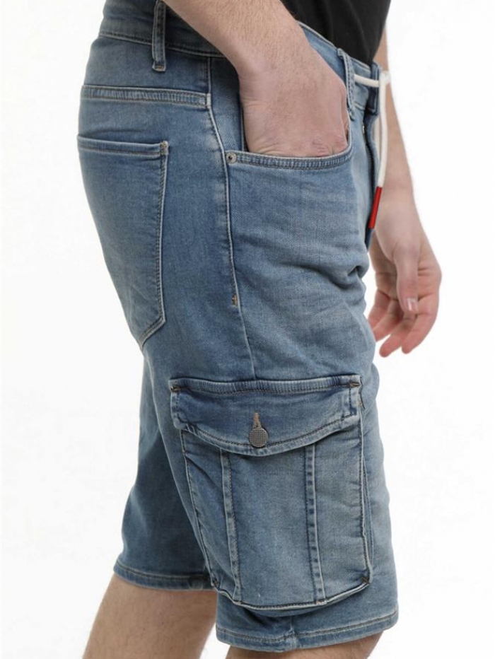 Βερμούδα cargo jean με λάστιχο