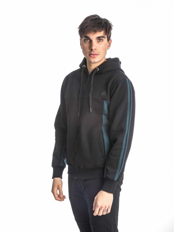 Ζακέτα φούτερ διχρώμη με κούκουλα