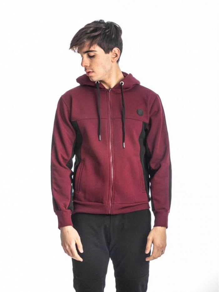 Ζακέτα φούτερ διχρώμη με κούκουλα