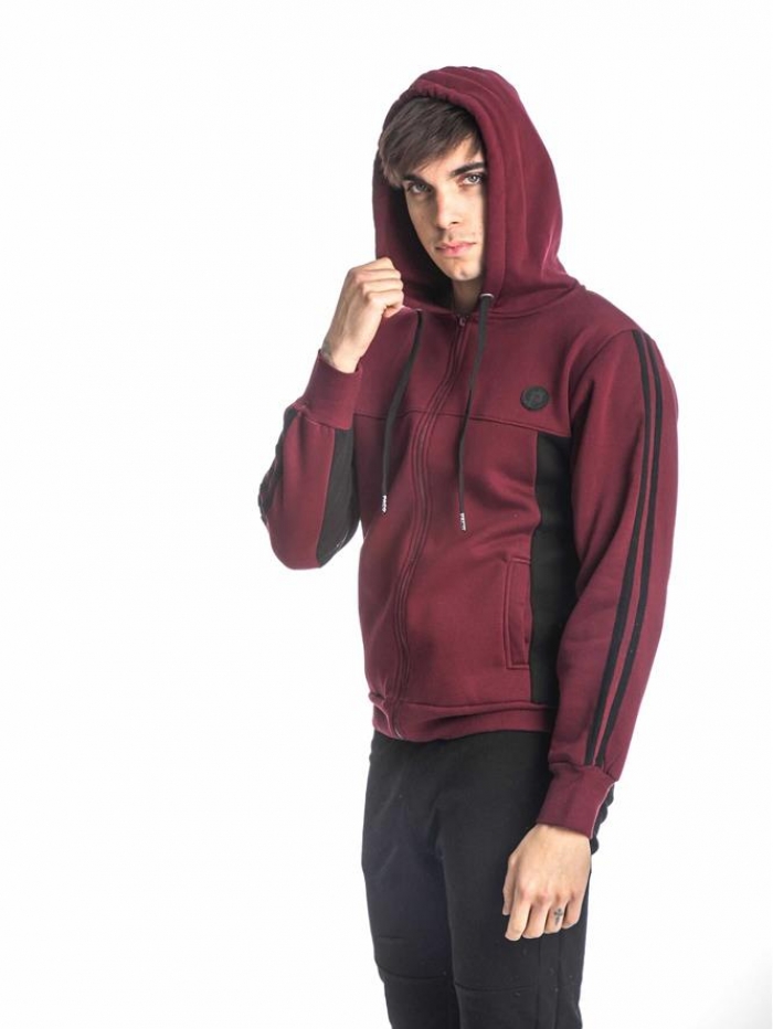 Ζακέτα φούτερ διχρώμη με κούκουλα