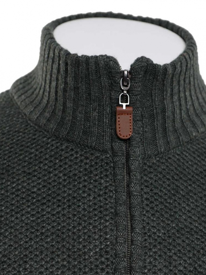 Ζακέτα πλεκτή με φερμουάρ, μάλλινη
